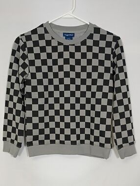 NWT Ruggedbear Boys Black And Grey Checkered Sweatshirt Size Large 14 Winter